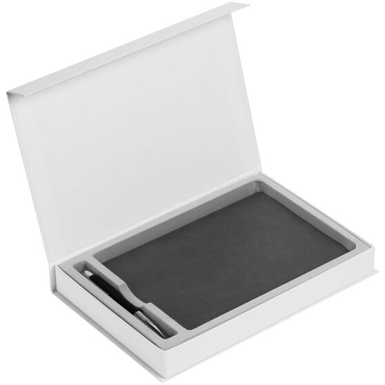 Коробка Silk с ложементом под ежедневник 15х21 см и ручку, ver.2, белая-3
