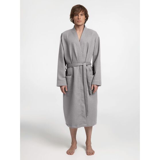 Халат вафельный Kimono, светло-серый-9
