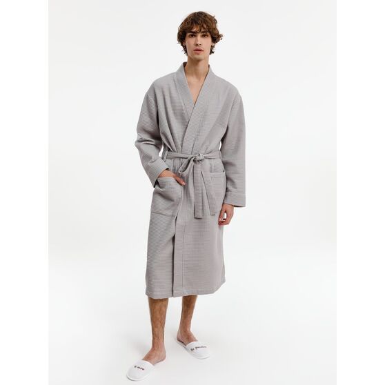 Халат вафельный Kimono, светло-серый-7