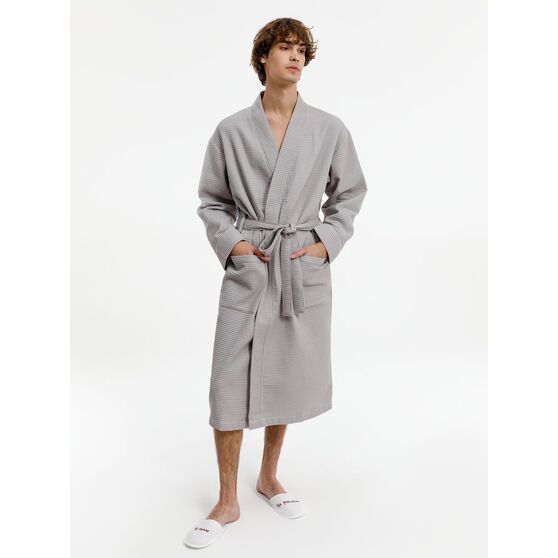 Халат вафельный Kimono, светло-серый-8