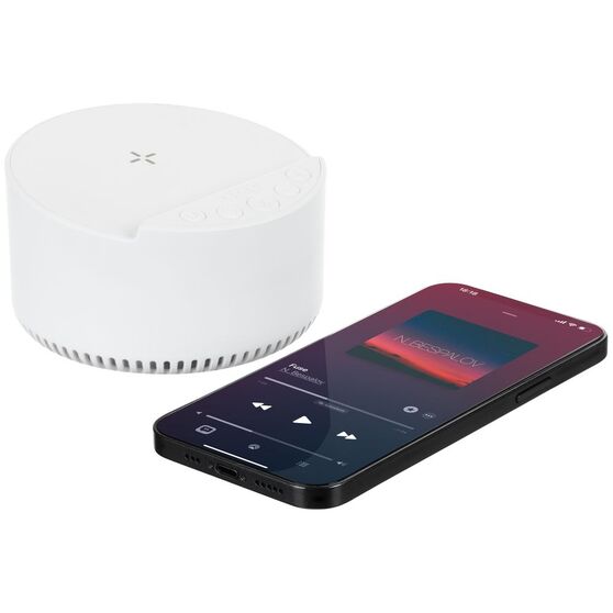 Bluetooth-колонка с беспроводной зарядкой relaxTime, белая-9