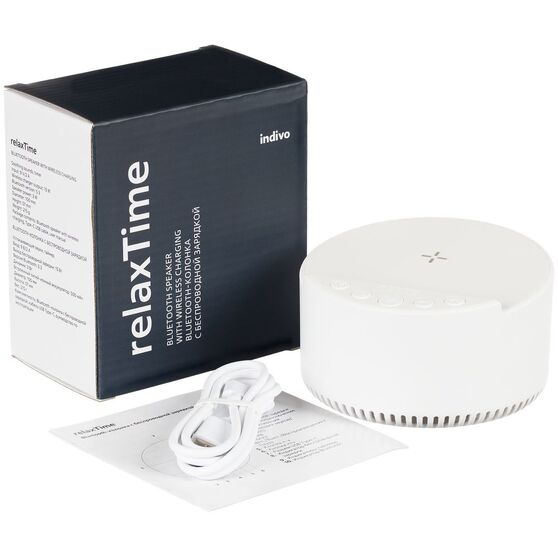 Bluetooth-колонка с беспроводной зарядкой relaxTime, белая-10