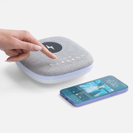 Bluetooth-колонка с беспроводной зарядкой и подсветкой Terrafonic, серая-7
