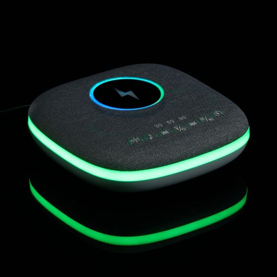 Bluetooth-колонка с беспроводной зарядкой и подсветкой Terrafonic, серая-12
