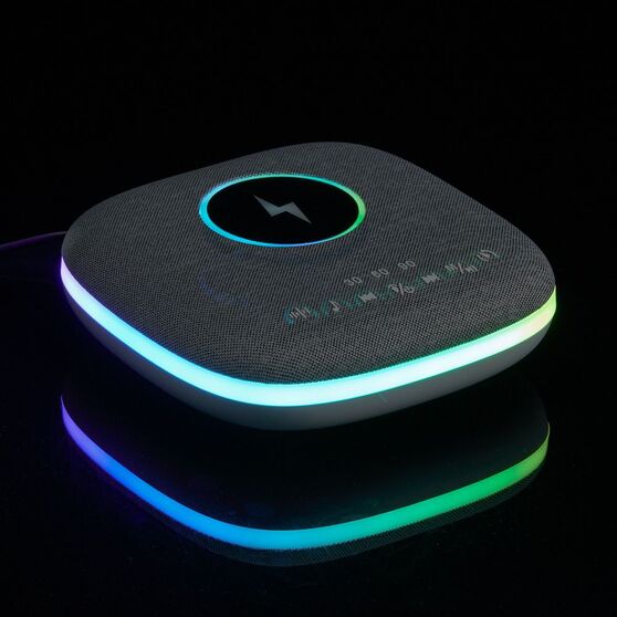 Bluetooth-колонка с беспроводной зарядкой и подсветкой Terrafonic, серая-14