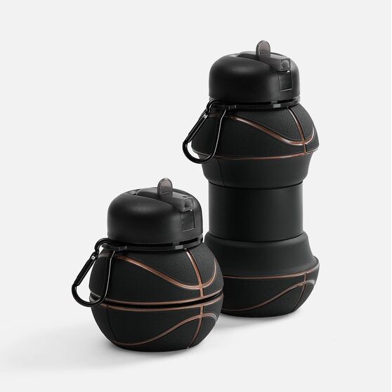 Складная бутылка для воды Basketball Flex, черная-1