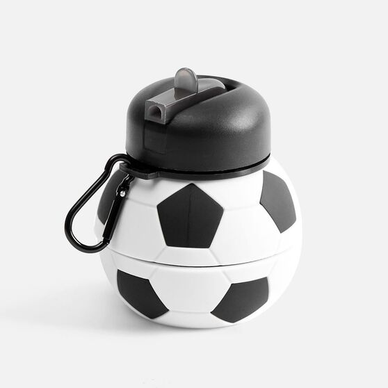Складная бутылка для воды Football Flex, белая с черным-2