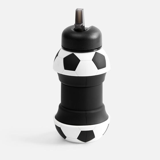 Складная бутылка для воды Football Flex, белая с черным-3