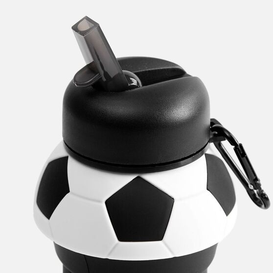 Складная бутылка для воды Football Flex, белая с черным-5