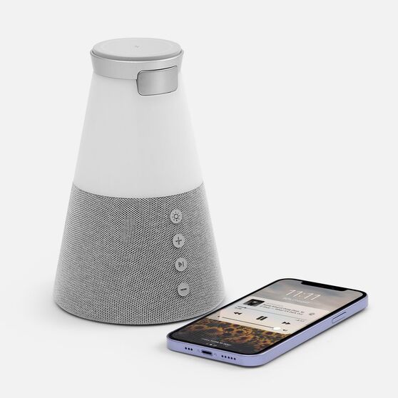 Bluetooth-колонка с беспроводной зарядкой и подсветкой Cone Sonance, серая-4