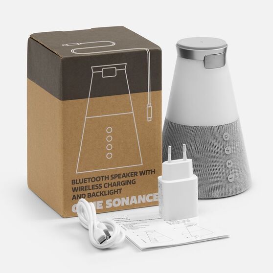Bluetooth-колонка с беспроводной зарядкой и подсветкой Cone Sonance, серая-8