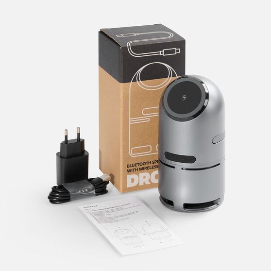 Bluetooth-колонка с беспроводной зарядкой Droid, серая-6