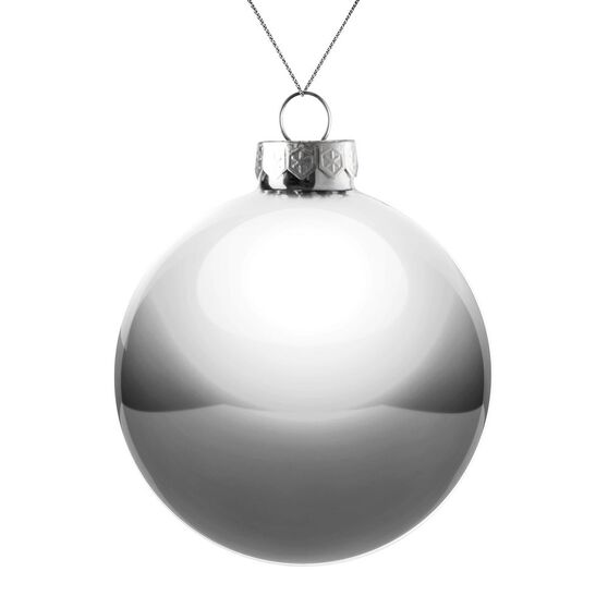 Оформительский шар Finery, 10 см, глянцевый серебристый-1
