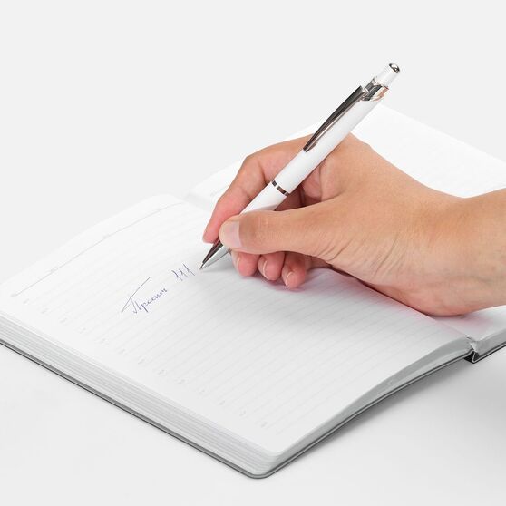 Ручка шариковая Chromos Soft Touch, белая-4