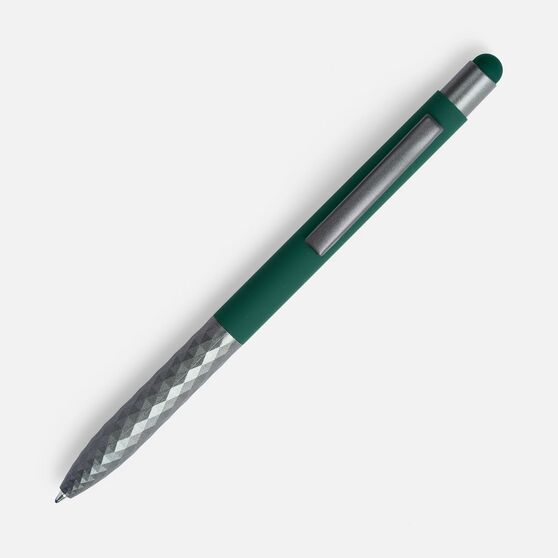 Ручка шариковая Digit Soft Touch со стилусом, зеленая-2