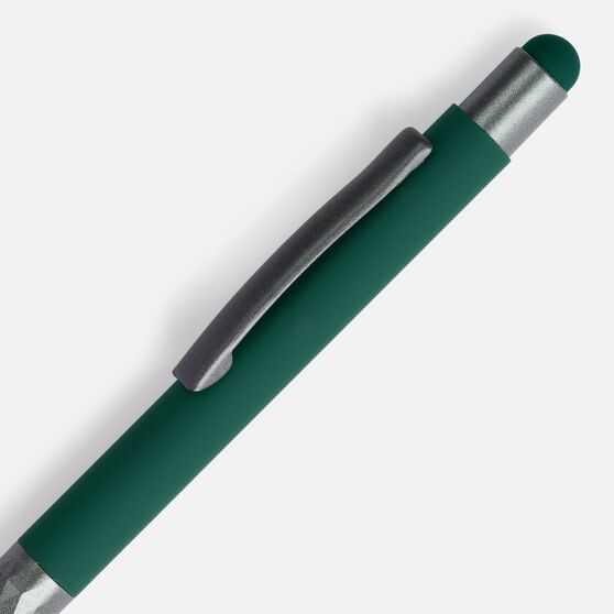 Ручка шариковая Digit Soft Touch со стилусом, зеленая-3