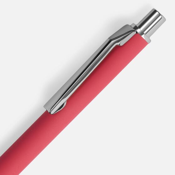 Ручка шариковая Lobby Soft Touch Chrome, красная-3