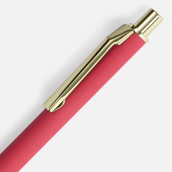 Ручка шариковая Lobby Soft Touch Gold, красная-3