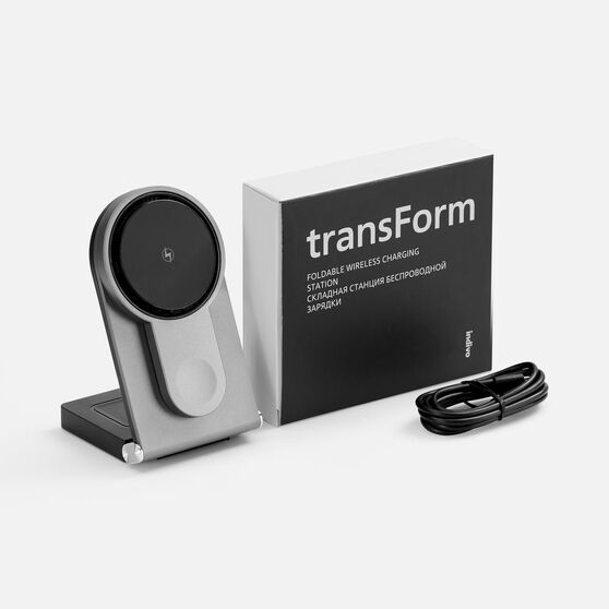 Складная станция беспроводной зарядки transForm, серый металлик-6