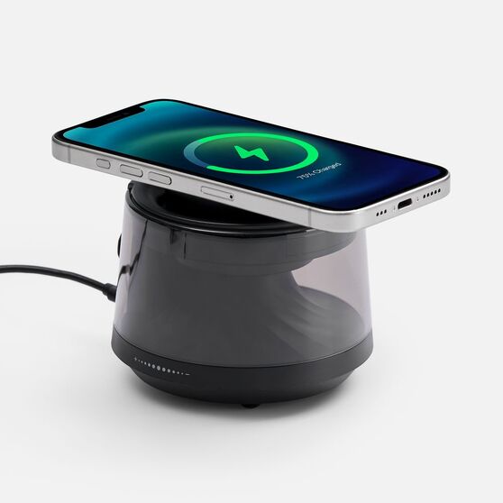 Bluetooth-колонка с подсветкой и беспроводной зарядкой Quantium, черная-2