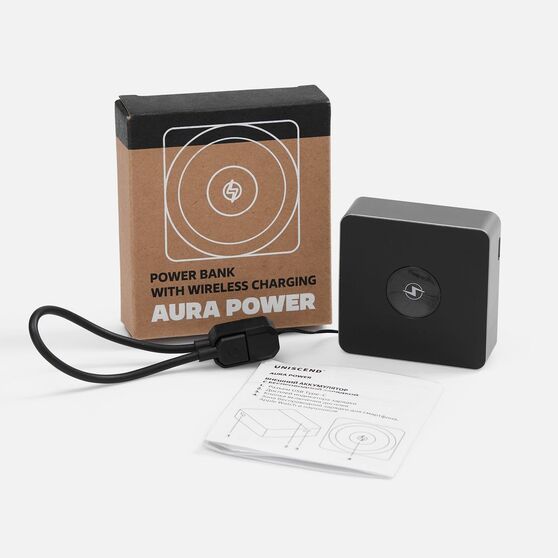 Внешний аккумулятор с беспроводной зарядкой Aura Power 5000 мАч, серый-8