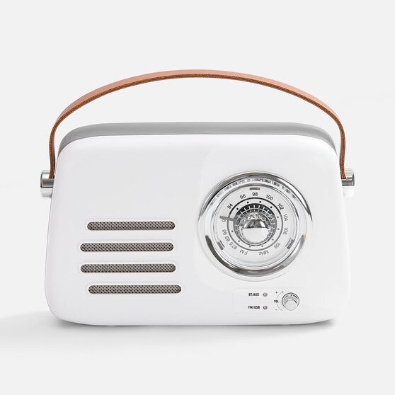 Bluetooth-колонка с радио Retronica, белая-3