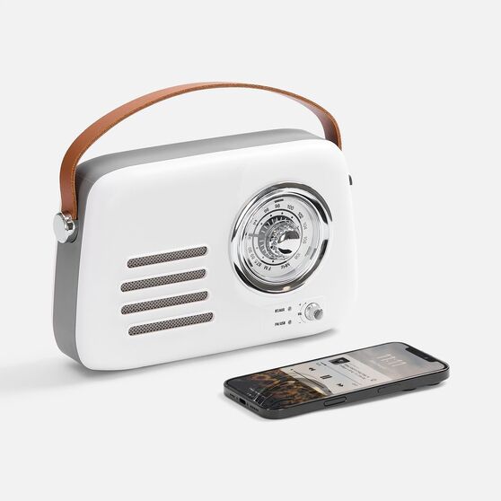 Bluetooth-колонка с радио Retronica, белая-5