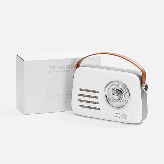 Bluetooth-колонка с радио Retronica, белая-6