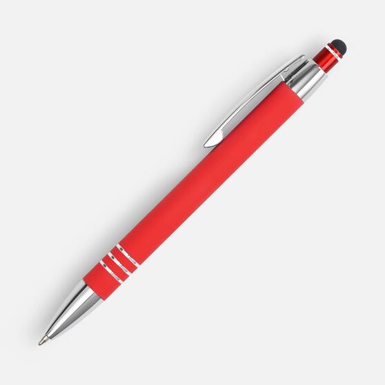 Ручка шариковая Sansen Soft Touch со стилусом, красная-2