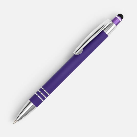 Ручка шариковая Sansen Soft Touch со стилусом, фиолетовая-1