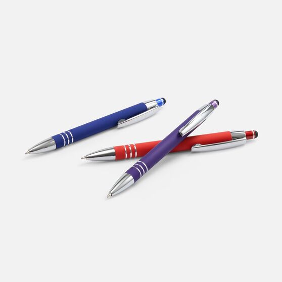 Ручка шариковая Sansen Soft Touch со стилусом, фиолетовая-6