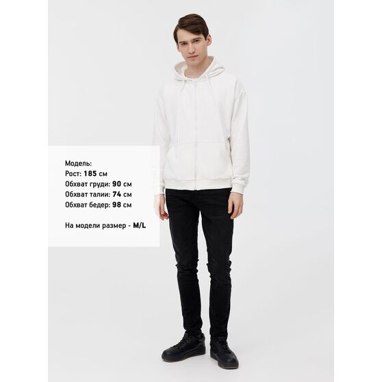 Толстовка унисекс оверсайз на молнии Zippy Terry, белая-11