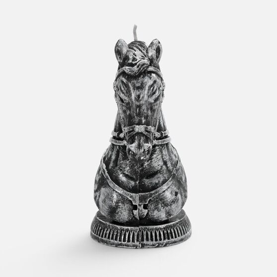 Свеча фигурная «Бюст лошади», серебристая-2