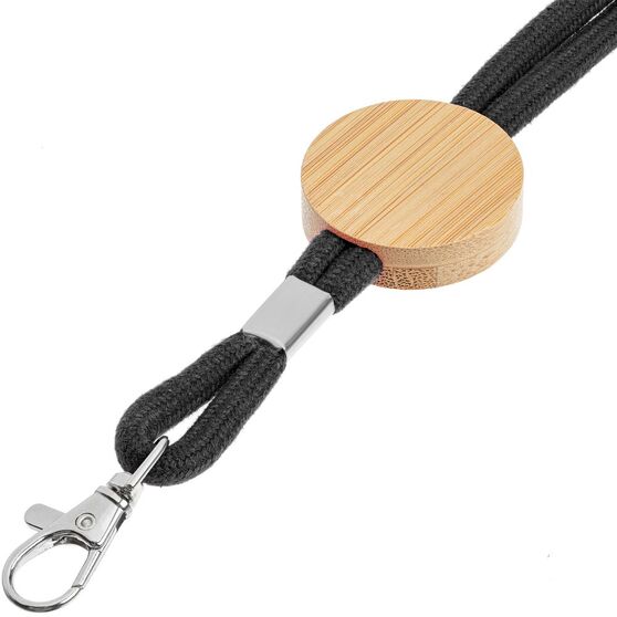 Шнурок для бейджа Tube Wood, черный-3