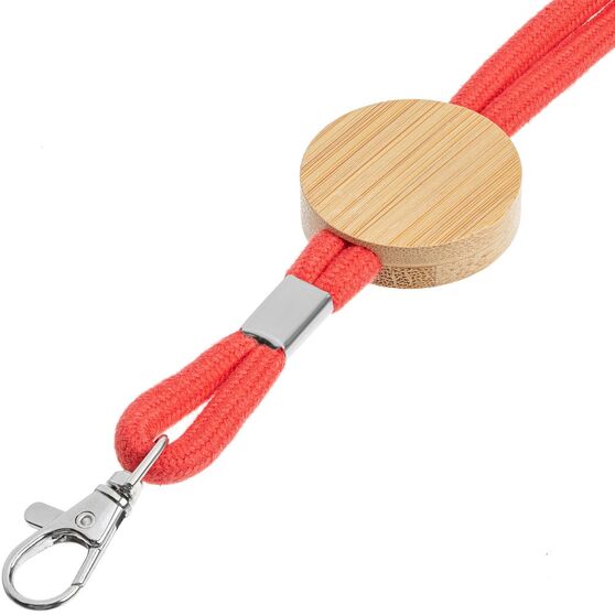 Шнурок для бейджа Tube Wood, красный-3