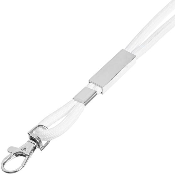 Шнурок для бейджа Tube Metal, белый-3