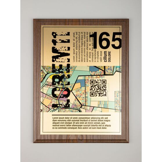 Плакетка Plaque XL, венге с золотистой пластиной-7