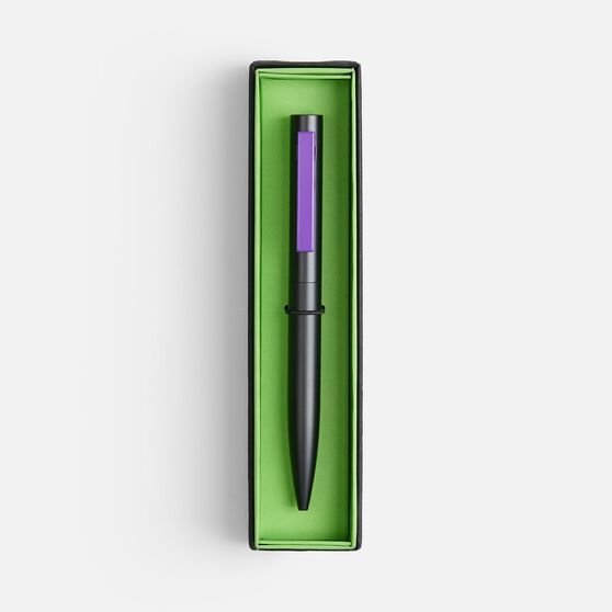 Ручка шариковая Inkolor в футляре, черная с фиолетовым-2