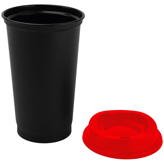 Стакан с крышкой Color Cap Black, черный с красным-2