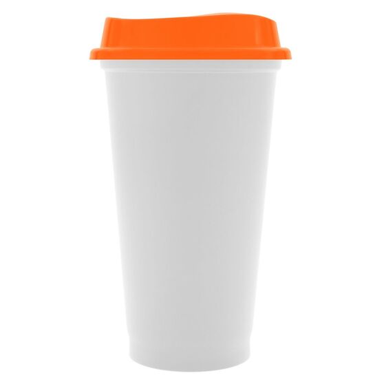 Стакан с крышкой Color Cap White, белый с оранжевым-1