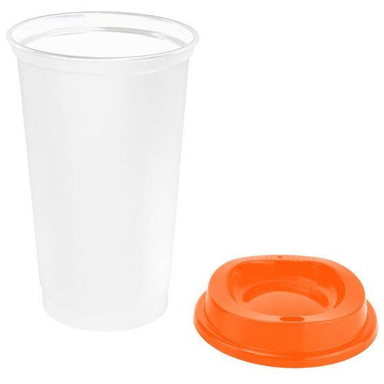 Стакан с крышкой Color Cap White, белый с оранжевым-2