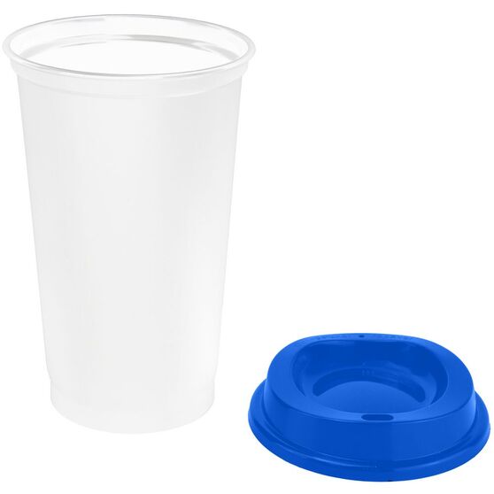 Стакан с крышкой Color Cap White, белый с синим-2