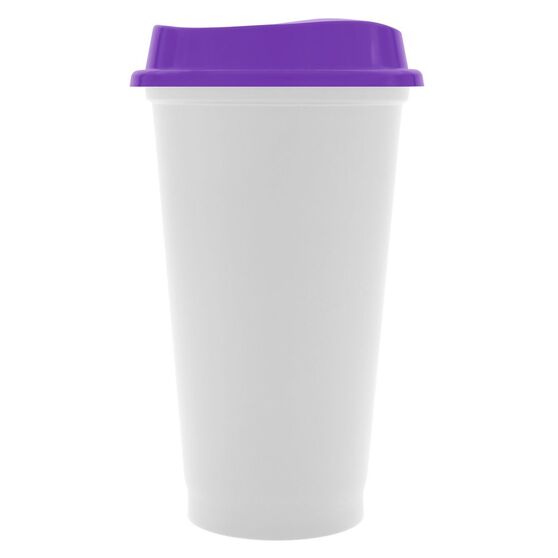 Стакан с крышкой Color Cap White, белый с фиолетовым-1