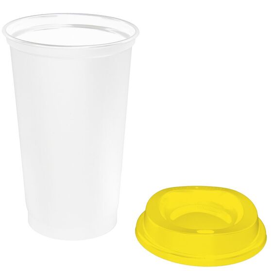 Стакан с крышкой Color Cap White, белый с желтым-2