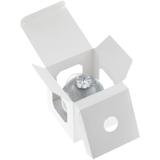 Елочный шар Finery Shine, 8 см, глянцевый серебристый с глиттером-4