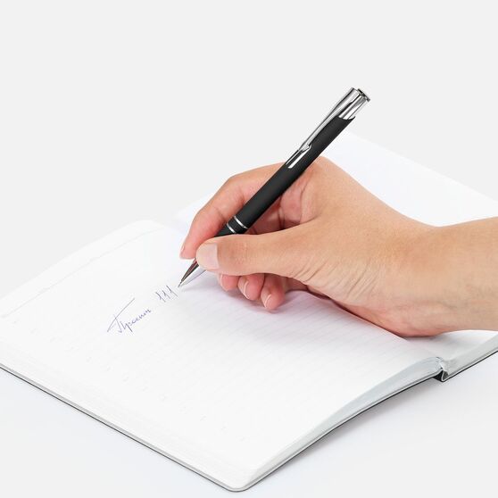 Ручка шариковая Keskus Soft Touch в футляре, черная-5
