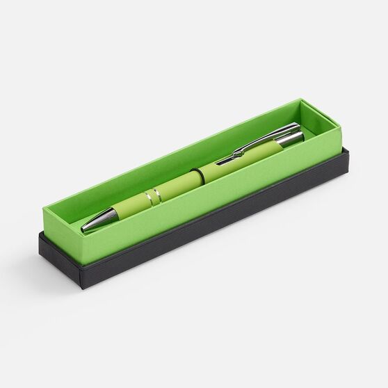 Ручка шариковая Keskus Soft Touch в футляре, зеленое яблоко-1