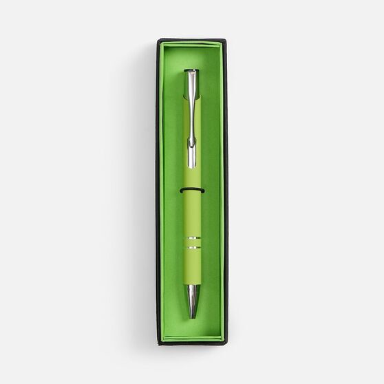 Ручка шариковая Keskus Soft Touch в футляре, зеленое яблоко-2