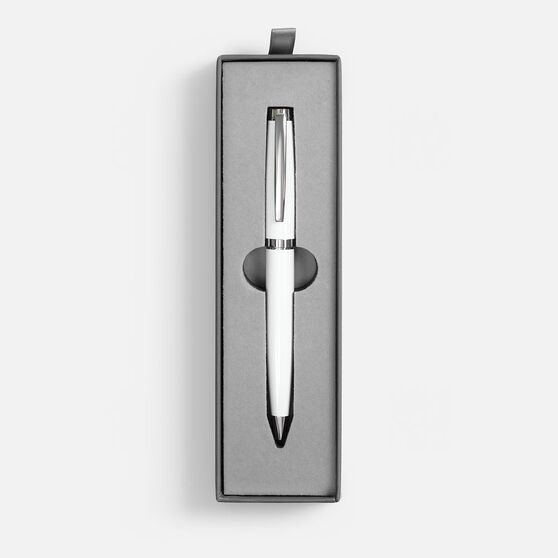 Ручка шариковая Letra Chrome в футляре, белая-2