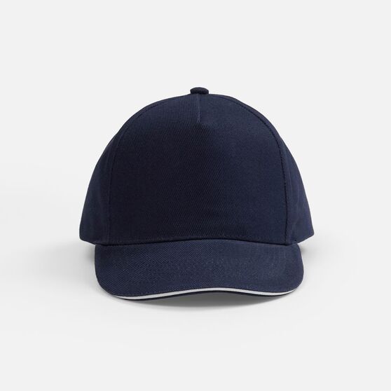 Бейсболка Classic 2.0, темно-синяя с белым кантом-3